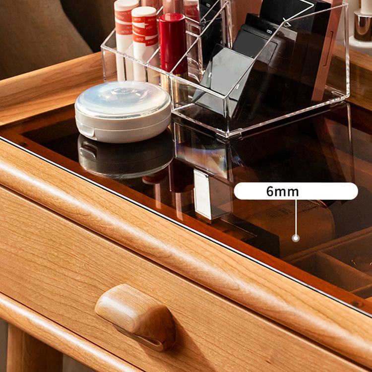 Minimalism Solid Wood Makeup Table Vanity Stool with Drawers and Mirror Clearhalo 'Bedroom Furniture' 'furn' 'furn_makeup_vanities' 'Furniture' 'Makeup Vanities' 'makeup_vanities' 1200x1200_0f70d35e-7463-455c-b248-c280578ea7e4