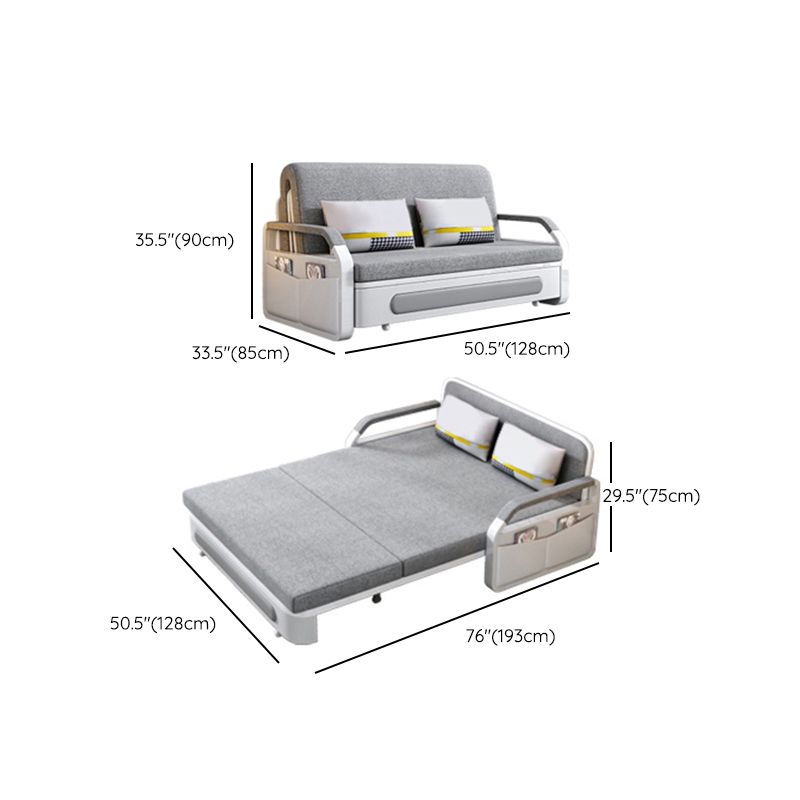 Divano da divano in lino grigio chiaro da 33,46 "con divano letto con ripostiglio