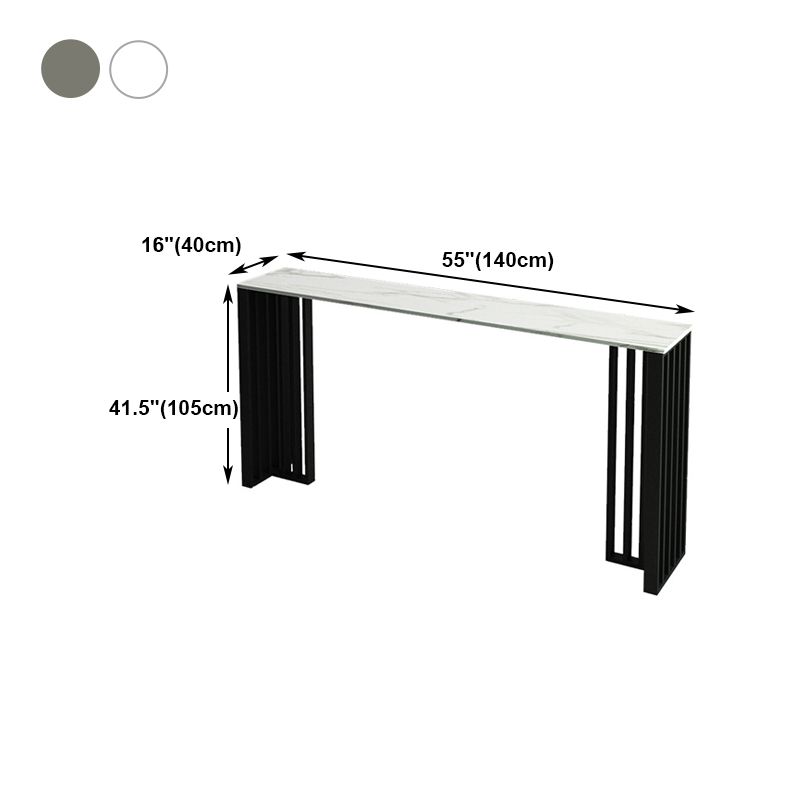 Rectangle Stone Bar Dining Table Contemporary Bar Table with Double Pedestal Base Clearhalo 'Bar Furniture' 'Bar Tables' 'bar_tables' 'Furniture' 'furniture_bar_tables' 'Kitchen & Dining Furniture' 1200x1200_0f7153cc-222f-4c78-b50f-95527acb271e