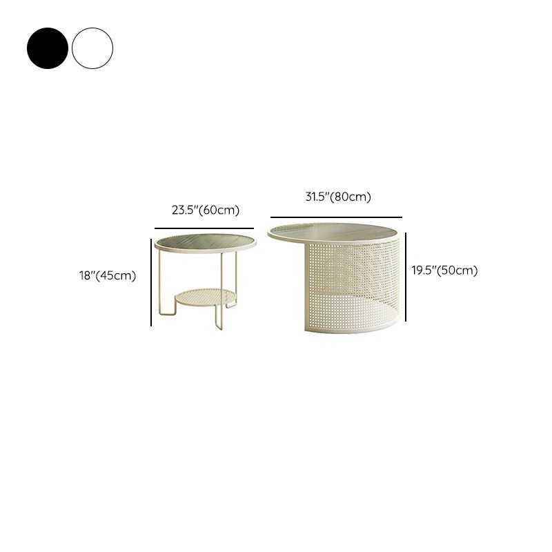 Glass Round Coffee Table 4 Legs Base Type Nesting Cocktail Table Clearhalo 'Coffee & Accent Tables' 'Coffee Tables' 'coffee_tables' 'furn' 'furn_coffee_tables' 'Furniture' 'Living Room Furniture' 1200x1200_0f74ae0c-2951-42f0-bdb1-5e809ae5fa6d