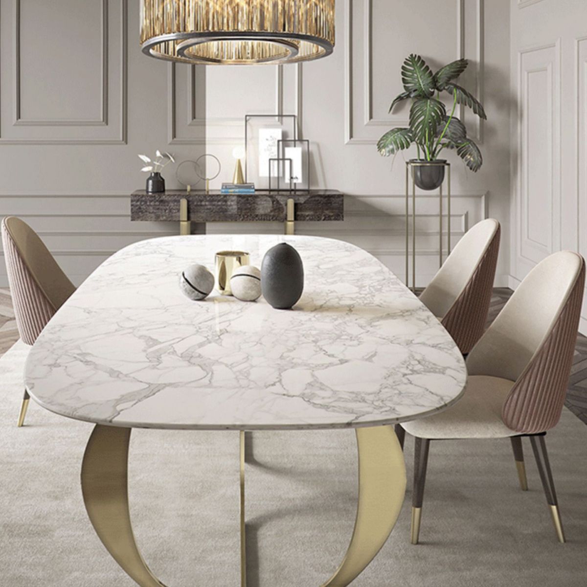 Nordic Glam Style Rectangle Sintered Stone Table Set 1/4/5/7 Pieces Dining Set Clearhalo 'Dining Room Sets' 'Dining Tables & Seating' 'dining_room_set' 'furn' 'furn_dining_room_set' 'Furniture' 'Kitchen & Dining Furniture' 1200x1200_0f75283d-8303-45bb-bbe7-7e2b4e493e72