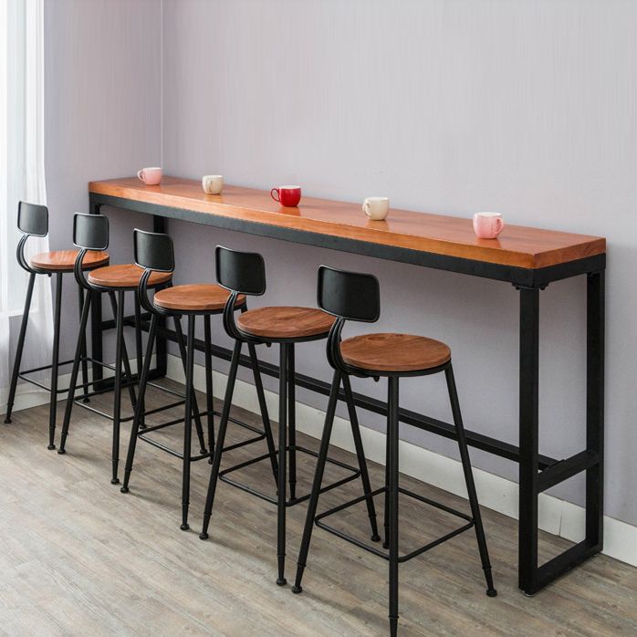 Dark Brown Modern Style Bar Table in Solid Wood and Metal Balcony Bar Table Clearhalo 'Bar Furniture' 'Bar Tables' 'bar_tables' 'furn' 'furn_bar_tables' 'Furniture' 'furniture_bar_tables' 'Kitchen & Dining Furniture' 1200x1200_0f762f1d-c5a8-46b9-8bdd-15bb5a0a672e