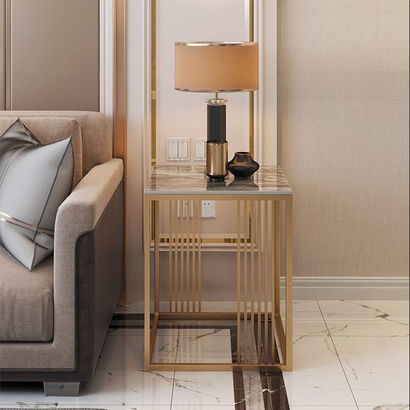 Contemporary Glam Marble Top Side Accent Table Metal Frame End Table
