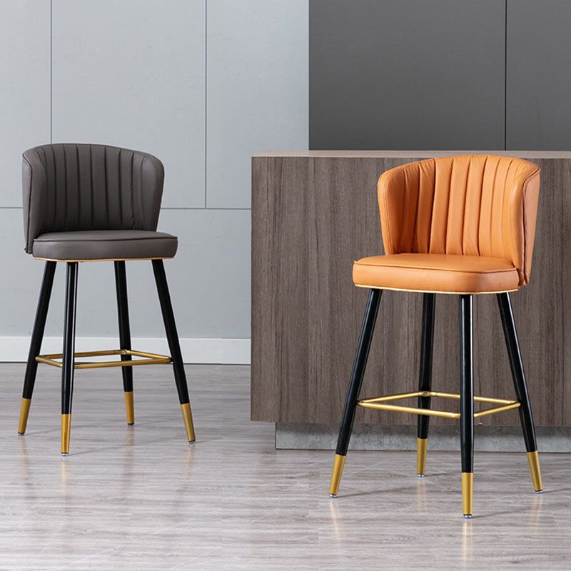 Scandinavian Footrest Checkout Counter Stool Matte Finish PU Leather Barstool Clearhalo 'Bar Furniture' 'Bar Stools' 'bar_stools' 'furn' 'furn_bar_stools' 'Furniture' 'Kitchen & Dining Furniture' 1200x1200_0f79e217-4631-467e-8111-67611f24f4f8