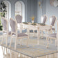 Rectangle Shape White Tone Dining Table Victoria 4 Legs Table for Dining Room Clearhalo ' dining_table' 'Dining Tables & Seating' 'Dining Tables' 'furn' 'furn_dining_table' 'Furniture' 'furniture_dining_table' 'Kitchen & Dining Furniture' 'kitchen&dining_furn' 'kitchen' 'kitchen_dining_table' 1200x1200_0f7a1f95-73e1-413c-a1c0-50131c996f3b