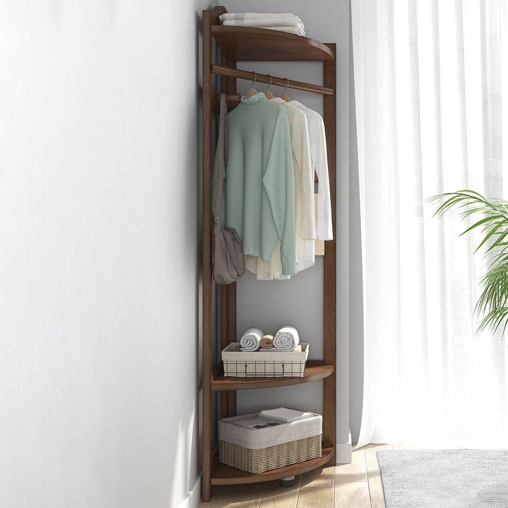 Modern Style Open Armoire Pine Wood Cabinet with Clothing Rod