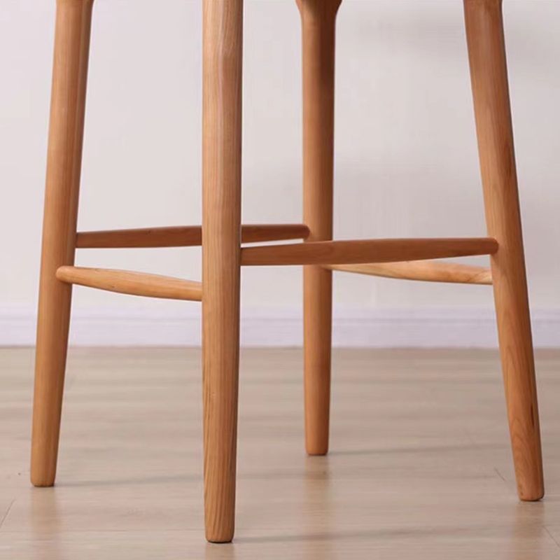 Scandinavian Upholstered Bar Stools Solid Wood Stool with Footrest