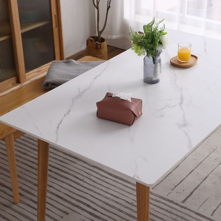 Modern Sintered Stone Dining Table Rectangular Table with Solid Wood Four-leg Clearhalo ' dining_table' 'Dining Tables & Seating' 'Dining Tables' 'furn' 'furn_dining_table' 'Furniture' 'furniture_dining_table' 'Kitchen & Dining Furniture' 'kitchen&dining_furn' 'kitchen' 'kitchen_dining_table' 1200x1200_0f7ec6ff-7de0-4bad-8490-72b4f1d560e7
