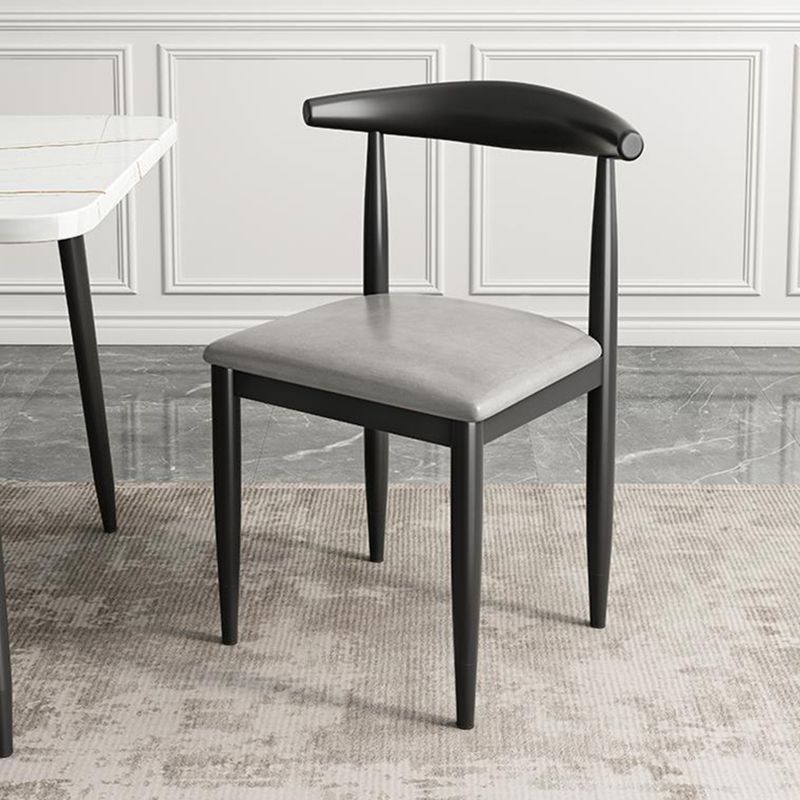 Keukenarmloze eetkamerstoel eetkamer metalen benen open achterkant stoel