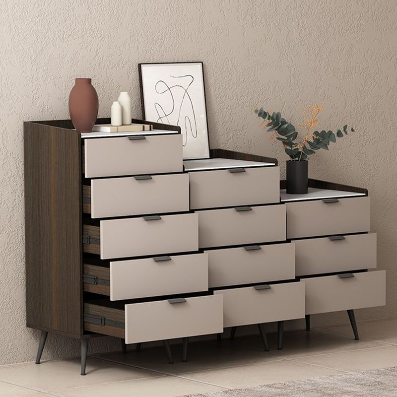Commode de rangement verticale contemporaine en pierre pour chambre à coucher avec tiroirs