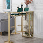 Glam Gold Iron Bistro Table White Stone Top Indoor Bar Dining Table with Shelf Clearhalo 'Bar Furniture' 'Bar Tables' 'bar_tables' 'furn' 'furn_bar_tables' 'Furniture' 'furniture_bar_tables' 'Kitchen & Dining Furniture' 1200x1200_0f841a5b-9d25-4492-abb2-12374b33be0c
