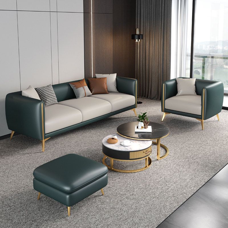 Faux Leather Sofa 80.31" W x 29.52" D x 25.98" H Tuxedo Arm Sofa for Living Room