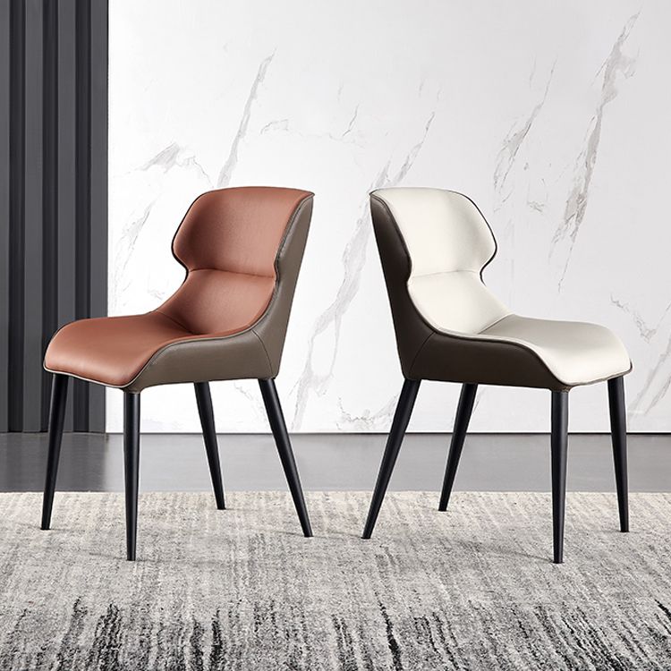 Industrial Wingback Arm Dining Chairs for Home Leather Dining Side Chair