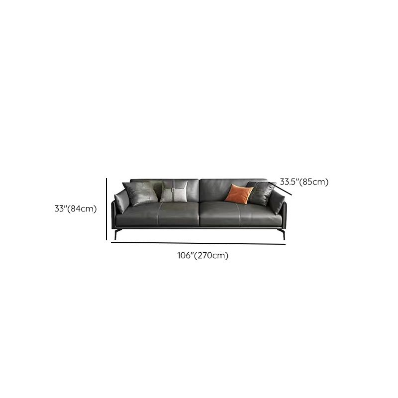 Gray Leather Sofa with Four Legs Contemporary Living Room Seating Clearhalo 'furn' 'furn_sofas' 'Furniture' 'Living Room Furniture' 'Sofa' 'sofas' 1200x1200_0f8711df-0d41-40f4-95ec-18502b16c962