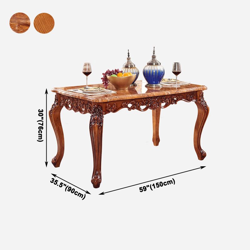 Rectangle Shape Wood Color Dining Table Fixed Table Victorian Style with 4 Legs Clearhalo ' dining_table' 'Dining Tables & Seating' 'Dining Tables' 'furn' 'furn_dining_table' 'Furniture' 'furniture_dining_table' 'Kitchen & Dining Furniture' 'kitchen&dining_furn' 'kitchen' 'kitchen_dining_table' 1200x1200_0f883014-7283-48af-9717-4acb90a71a93