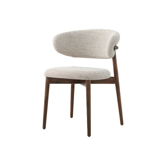 Upholstered Arm Chair Modern Style Open Back Dining Chair with Wood Legs