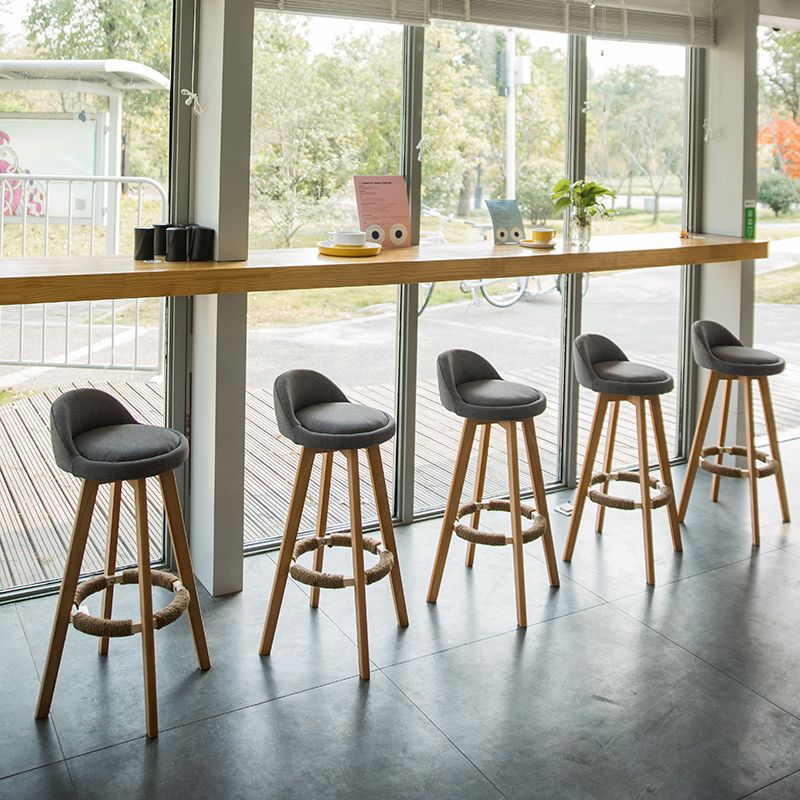 Modern Armless Backrest Counter Stool Wood Living Room Bar Stool with Cushion and Pedal Clearhalo 'Bar Furniture' 'Bar Stools' 'bar_stools' 'furn' 'furn_bar_stools' 'furniture_bar_stools' 'Kitchen & Dining Furniture' 'kitchen&dining_furn' 'kitchen' 'kitchen_furn' Furniture' 1200x1200_0f8a1b98-273f-4ebc-8e3c-fdc586b709d2