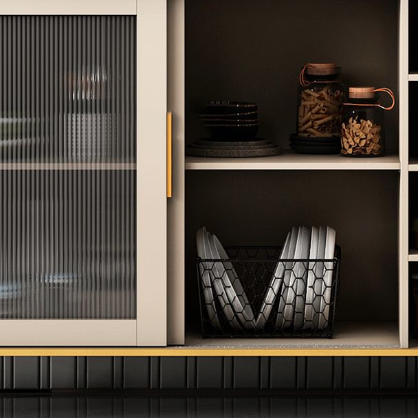 Glass and Sliding Doors Sideboard Modern MDF Kitchen 2-door Breakfront Sideboard Clearhalo 'buffet_sideboard' 'Buffets & Sideboards' 'furn' 'furn_buffet_sideboard' 'Furniture' 'furniture_buffet_sideboard' 'Kitchen & Dining Furniture' 1200x1200_0f8b74a7-a193-42dc-9688-5323eae9c9fe