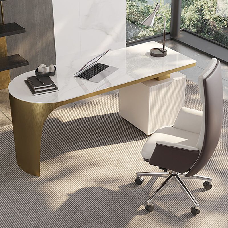 Descripción de oficina de la oficina de acabado antiguo escritorio de computadora glamoroso con 2 cajones de almacenamiento