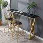 Glam Marble Bar Table with Rectangle Table Top Double Pedestal Table - 41.3" H Clearhalo 'Bar Furniture' 'Bar Tables' 'bar_tables' 'furn' 'furn_bar_tables' 'Furniture' 'furniture_bar_tables' 'Kitchen & Dining Furniture' 1200x1200_0f8c268d-81fc-41e9-b761-2daa1ca3f812
