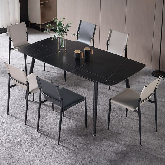 モダンブラック1/4/5/7ピースダイニングセット長方形の脚ストーン屋内ディネットセット