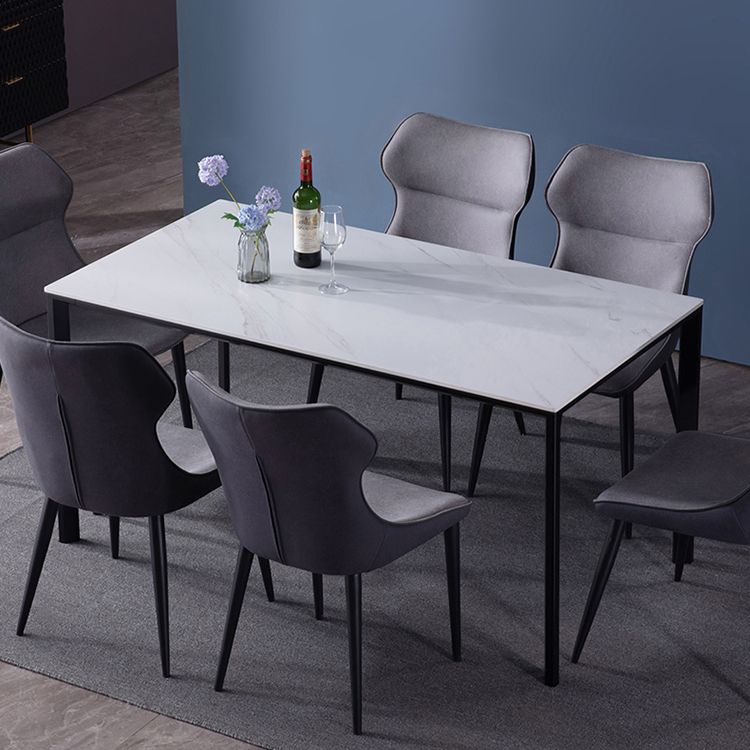 Sintered Stone Dining Table Industrial Black 4 Legs Base Rectangle Table for Home Clearhalo ' dining_table' 'Dining Tables & Seating' 'Dining Tables' 'furn' 'furn_dining_table' 'Furniture' 'furniture_dining_table' 'Kitchen & Dining Furniture' 'kitchen&dining_furn' 'kitchen' 'kitchen_dining_table' 1200x1200_0f8f1641-1409-4761-87a3-a1af90688d6b