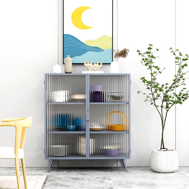 Modern Metal China Cabinet Glass Doors Hutch Cabinet with 4 Shelves for Living Room Clearhalo 'Display & China Cabinets' 'display_china_cabinets' 'furn' 'furn_display_china_cabinets' 'Furniture' 'Kitchen & Dining Furniture' 1200x1200_0f8f826f-3ce5-4cc5-b05c-589d69561ac5