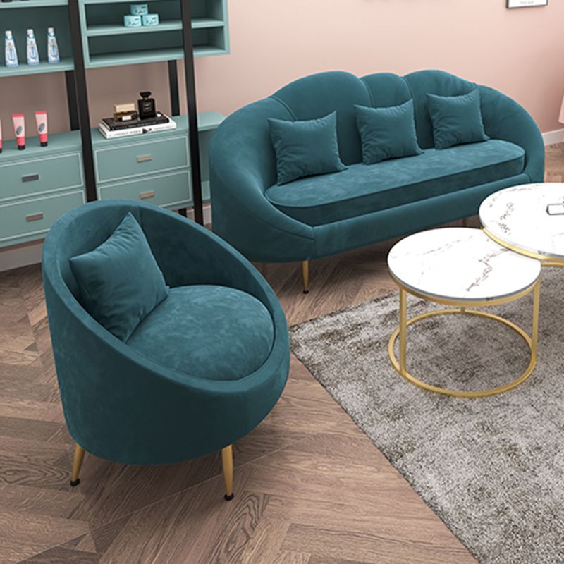 Velvet Peiger Armsofa zeitgenössisch mit genähtem Kissen zurück für die Wohnung