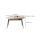 Modern Round Extendable Dining Table Wood Legs for Living Room