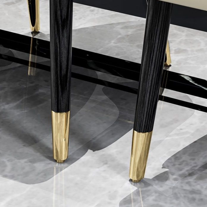 PU Leather Dining Chair Glam Upholstered Side Chair with Wood Legs