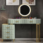 Glam Bedroom 5-Drawers Marble Metal Straight Feet Make-up Vanity