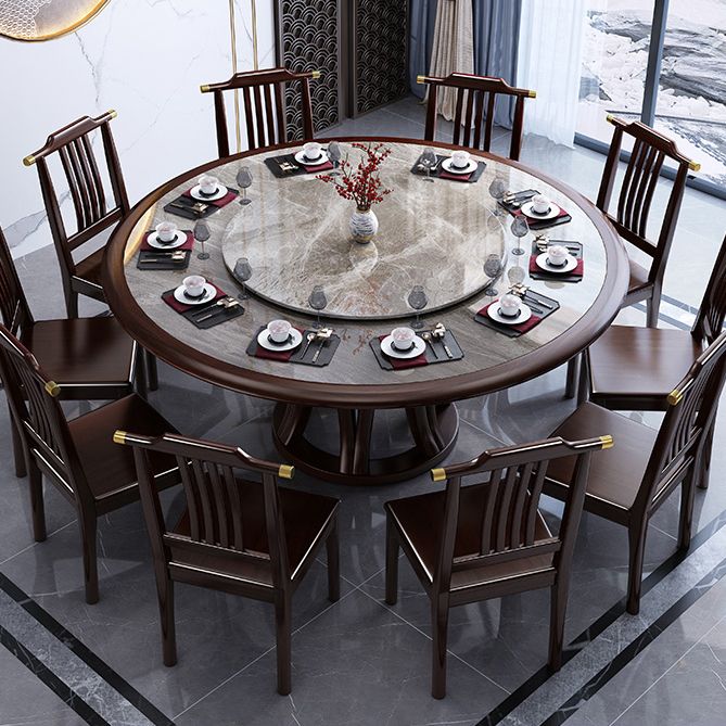 Traditional Round Dining Table for Home Brown Solid Wood Dinette Table Clearhalo 'Dining Tables & Seating' 'Dining Tables' 'dining_table' 'furn' 'furn_dining_table' 'Furniture' 'Kitchen & Dining Furniture' 1200x1200_0f94f6f2-e3e0-474b-9dcf-ec49069c54d9