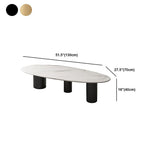 Luxurious 3 Legs Elliptical Stone Coffee Cocktail Table in White/Grey