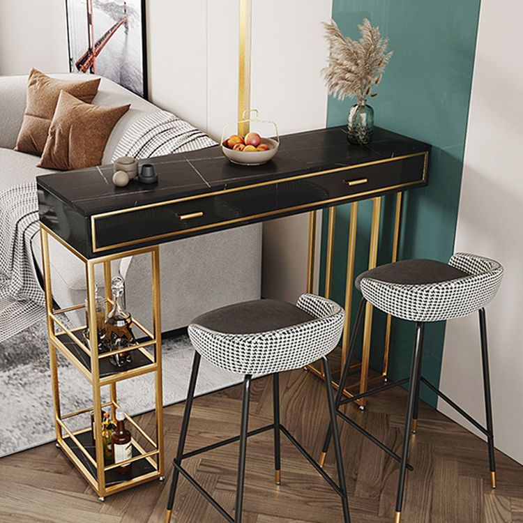 Marble Counter Table with Rectangle Table Top Double Pedestal Table - 41.3" H Clearhalo 'Bar Furniture' 'Bar Tables' 'bar_tables' 'furn' 'furn_bar_tables' 'Furniture' 'furniture_bar_tables' 'Kitchen & Dining Furniture' 1200x1200_0f95df26-e1fe-49c1-9af5-84d435e6a99c
