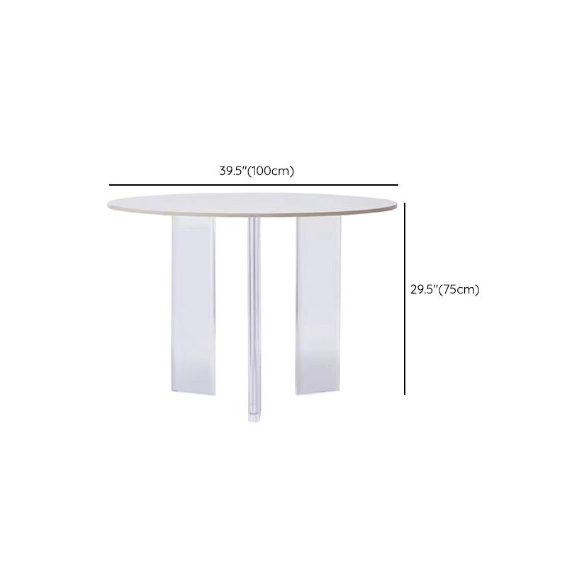 White Stone Dining Table Modern Round Dining Table with Acrylic Legs Clearhalo 'Dining Tables & Seating' 'Dining Tables' 'dining_table' 'furn' 'furn_dining_table' 'Furniture' 'Kitchen & Dining Furniture' 1200x1200_0f98f87b-91ae-4494-be9a-b9b29170165f
