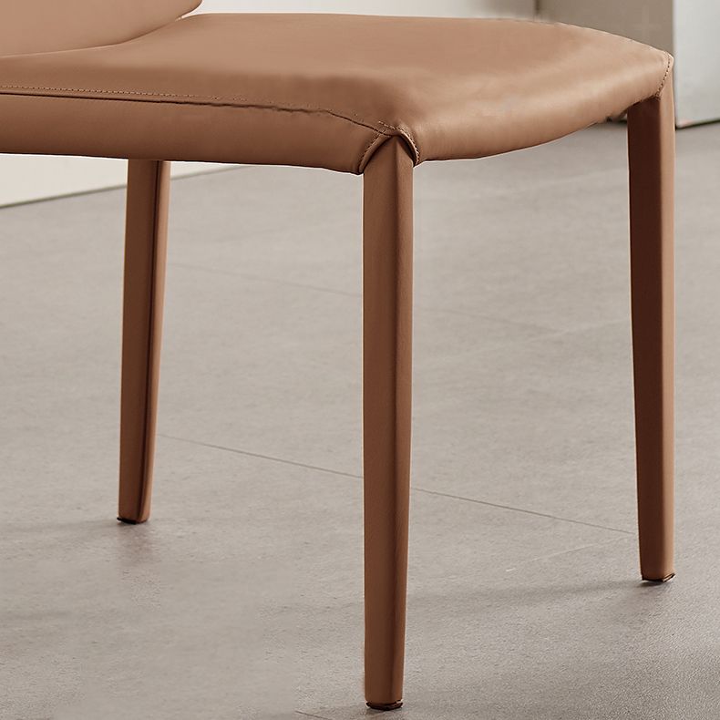 Designer Style Home Leather Side Chair Matte Finish Solid Back Dining Chair Clearhalo ' kitchen&dining_furn' 'Dining Chairs' 'Dining Tables & Seating' 'dining_chair' 'furn' 'furn_dining_chair' 'Furniture' 'furniture_dining_chair' 'Kitchen & Dining Furniture' 'kitchen' 1200x1200_0f994075-e584-4c98-82e2-41d213000498