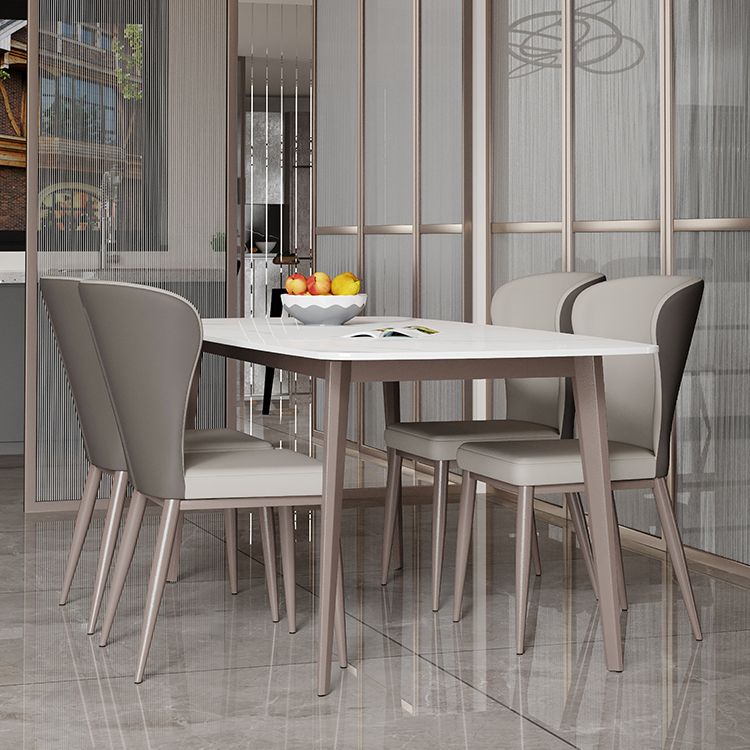 Modern Style Sintered Stone Dining Set with 4 Legs Fixed Table Dinette Set for Dining Room Clearhalo 'Dining Room Sets' 'Dining Tables & Seating' 'dining_room_set' 'furn' 'furn_dining_room_set' 'Furniture' 'furniture_dining_room_set' 'Kitchen & Dining Furniture' 'kitchen&dining_furn' 'kitchen' 1200x1200_0f9990ec-a924-4413-a904-6001834c249d