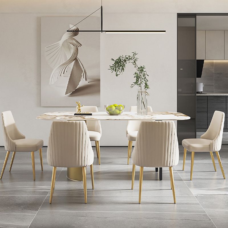 Nordic 1/4/5/6/7 Pièces Ensemble de restauration Table à manger en pierre rectangulaire pour salle à manger de cuisine