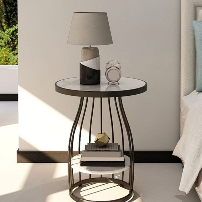 Faux Marble Accent Table Nightstand 24.8" Tall Bedside Cabinet Clearhalo 'Bedroom Furniture' 'furn' 'furn_night_stand' 'Furniture' 'night_stand' 'Nightstands' 1200x1200_0f9c6dd7-6926-4ef2-bb92-686d048d4bad