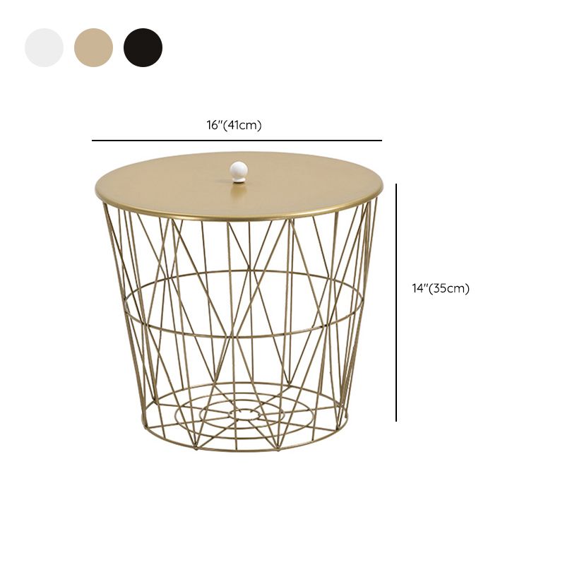 Storage Contemporary Coffee or End Table with Metal Round Top