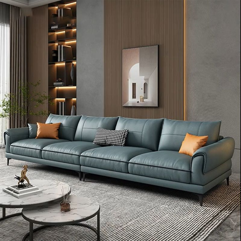 Faux Coupage de canapé à bras évasé contemporain de coloration en cuir en cuir en cuir en cuir en cuir en cuir