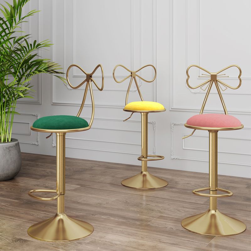 Glam Liftable Backrest Counter Stool Iron Kitchen Bar Stool with Velvet Cushion and Pedal Clearhalo 'Bar Furniture' 'Bar Stools' 'bar_stools' 'furn' 'furn_bar_stools' 'Furniture' 'furniture_bar_stools' 'Kitchen & Dining Furniture' 1200x1200_0f9e963e-161c-4f82-b870-0648a475d52c