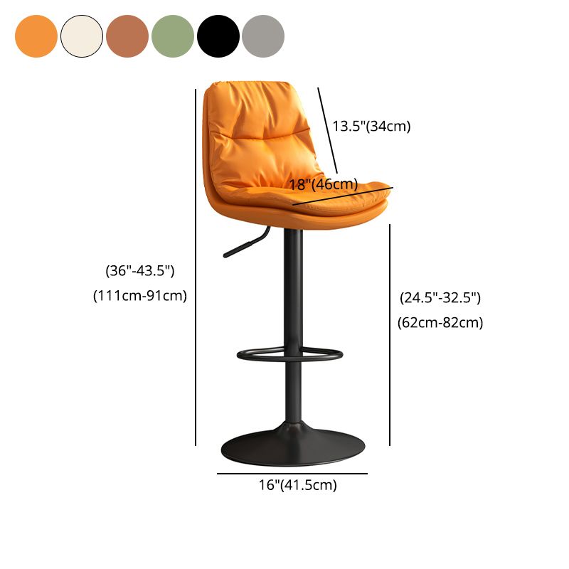 Contemporary Leather Adjustable Height Barstool Indoor Bar Stool with Iron Legs Clearhalo 'Bar Furniture' 'Bar Stools' 'bar_stools' 'furn' 'furn_bar_stools' 'furniture_bar_stools' 'Kitchen & Dining Furniture' 'kitchen&dining_furn' 'kitchen' 'kitchen_furn' Furniture' 1200x1200_0f9fea8c-3f48-4ac5-8334-4a4664762813
