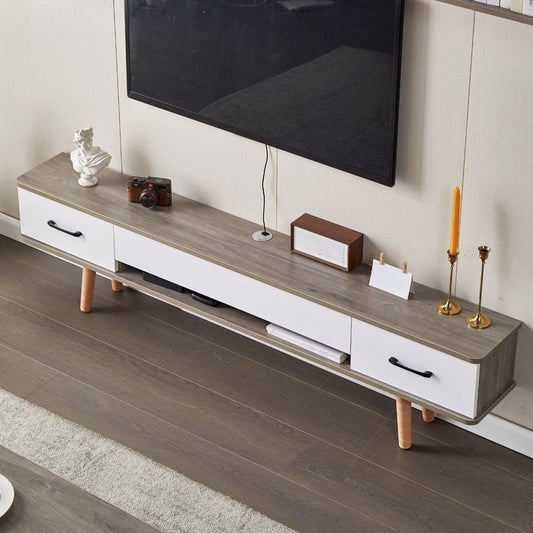 Nordic Wood Simple TV Stand 9.45 "D 2 cassetti TV Console