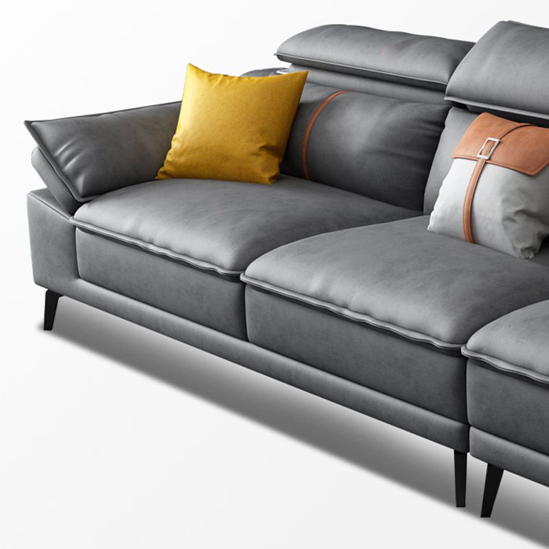 Grey Modern Adjustable Sofa & Chaise Pillow Top Arm Sectional Clearhalo 'furn' 'furn_sectionals' 'Furniture' 'Living Room Furniture' 'Sectionals' 1200x1200_0fa099ea-dbca-4ed9-9f23-3b6dd1b1a5f9