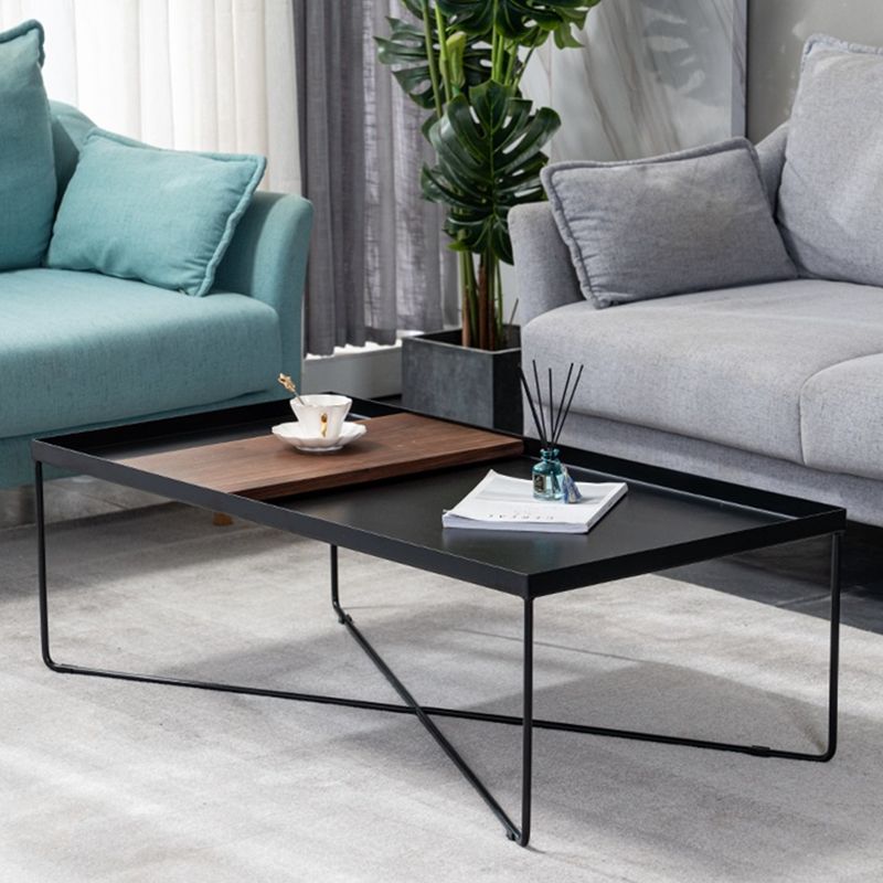 Rectangular/square Cross Table Base Metal Mid-century Modern Style Coffee Table