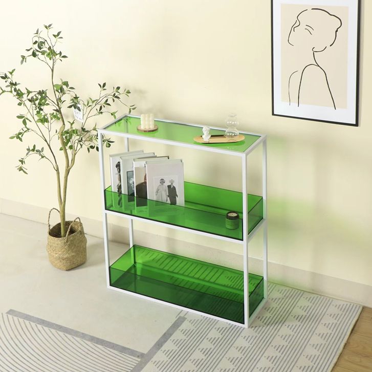 Open Scandinavian Etagere Bookshelf with White Iron Frame Acrylic Shelf Clearhalo 'Bookcases' 'furn' 'furn_bookcases' 'Furniture' 'furniture_bookcases' 'Office Furniture' 1200x1200_0fa37ce3-55eb-48f2-95f6-d1f0398103de