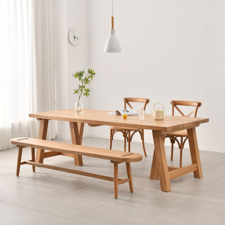Modern 1/2/4/5 Pieces Dining Bench Set Rectangle Pine Wood Dining Table for Kitchen Clearhalo 'Dining Room Sets' 'Dining Tables & Seating' 'dining_room_set' 'furn' 'furn_dining_room_set' 'Furniture' 'furniture_dining_room_set' 'Kitchen & Dining Furniture' 1200x1200_0fa4a037-94a2-4b88-b68f-1c5d09af7859