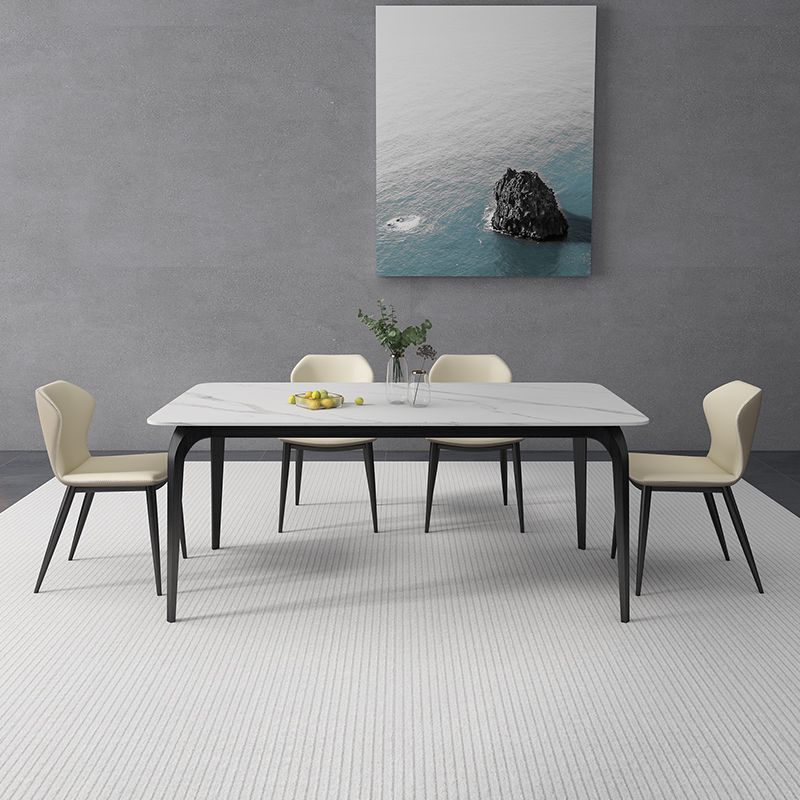 Rectangle Shape Industrial Dining Table Fixed Table with Sintered Stone Clearhalo 'Dining Tables & Seating' 'Dining Tables' 'dining_table' 'furn' 'furn_dining_table' 'Furniture' 'furniture_dining_table' 'Kitchen & Dining Furniture' 'kitchen' 'kitchen_dining_table' 1200x1200_0fa4b163-b970-4440-b4eb-cbb7235e18d6