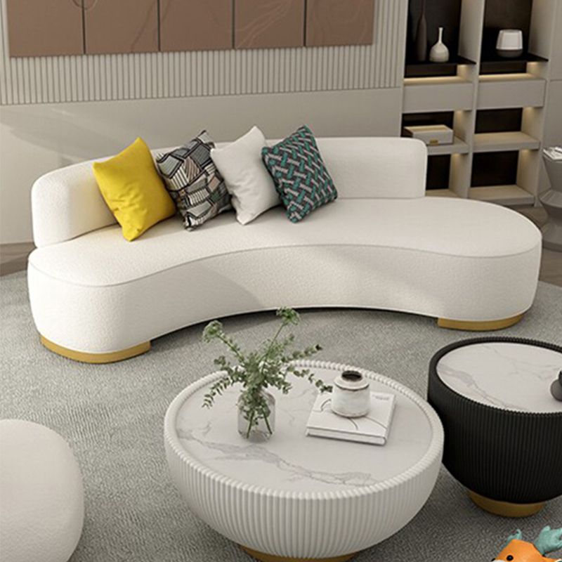 Divano di lana contemporaneo a bracciolo a braccia di divano posteriore in beige per soggiorno